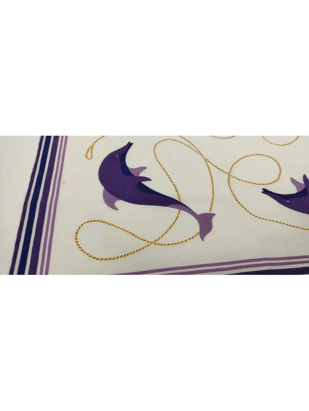Vintage Espresso Cagliari Purple Dolphin Handkerchief Cotton Fine Design 16 x 17